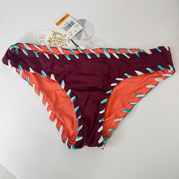 Becca Reversible Large Camille Hipster Bikini Bottom Cabernet - Picture 3 of 16